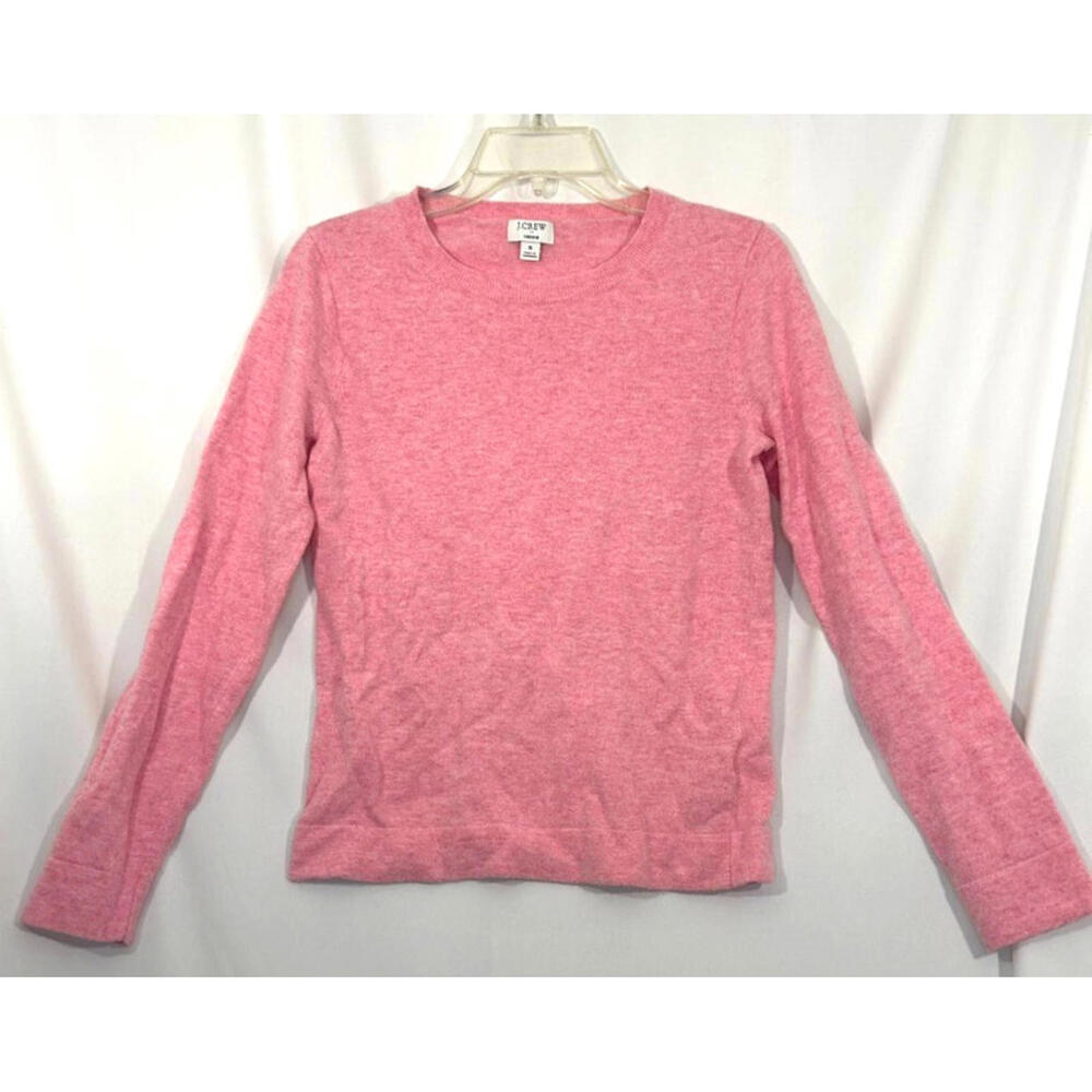 J Crew Teddie Sweater Women's Size S Pink Cotton Wool Blend Long Sleeve Pullover